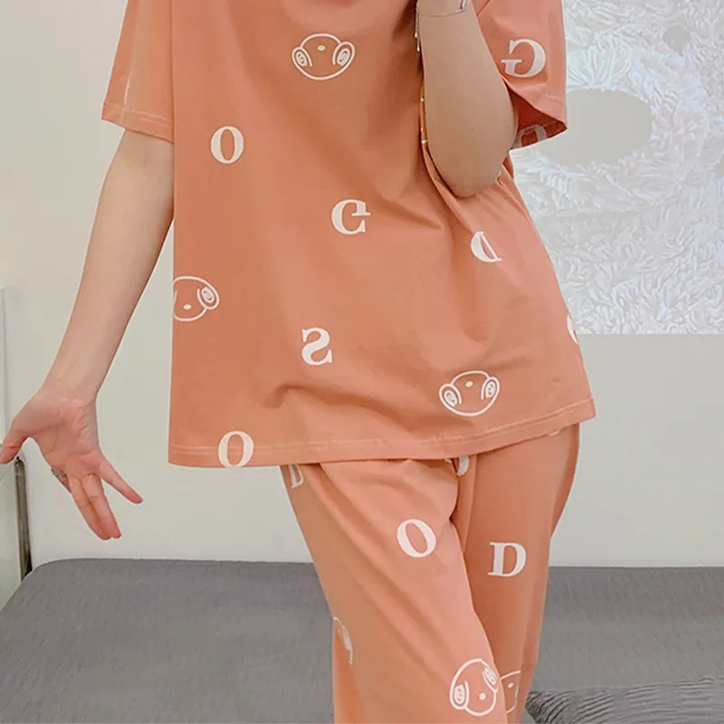 CAIHENGTONG Pajama Set Women's Orange Red-5