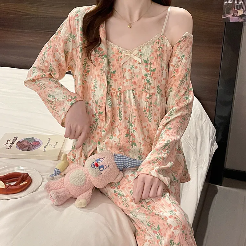 CAIHENGTONG Pajama Set Women's Monet Rose-1