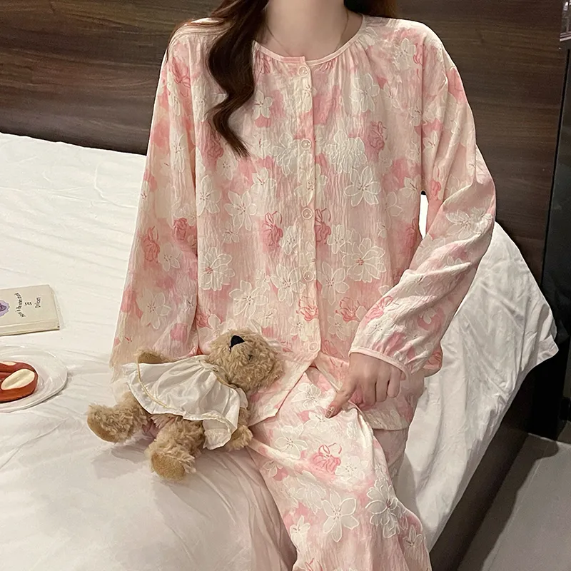 CAIHENGTONG Pajama Set Women's Romantic Flower Language-1
