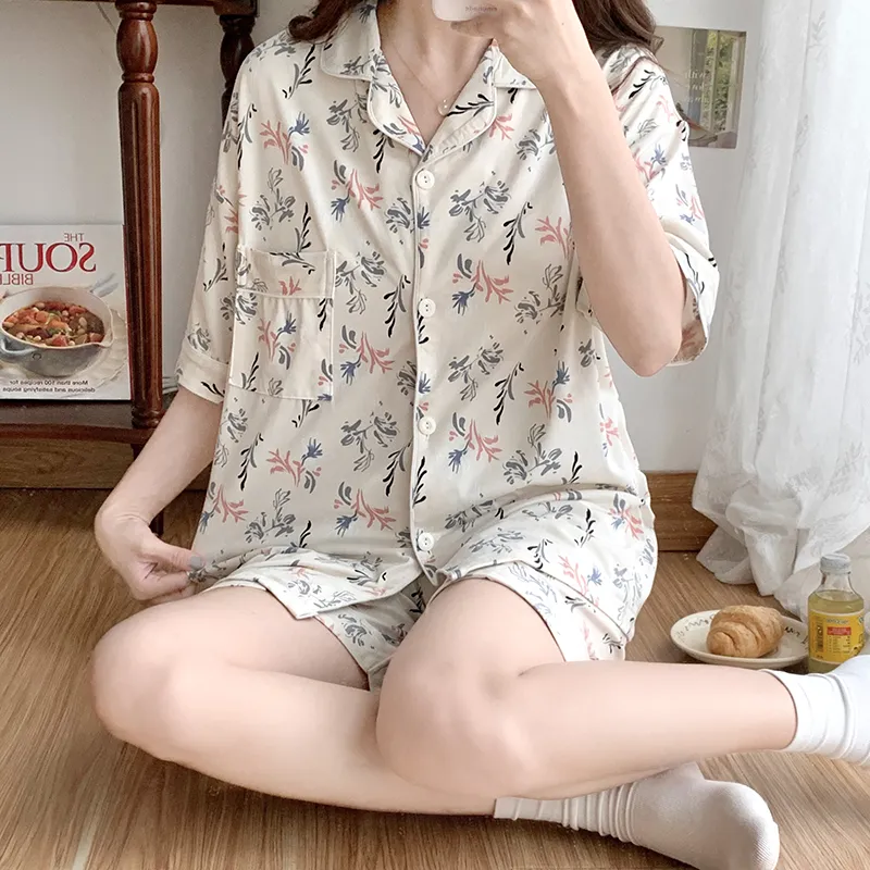 CAIHENGTONG Pajama Set Women's All Over Print Floral-3