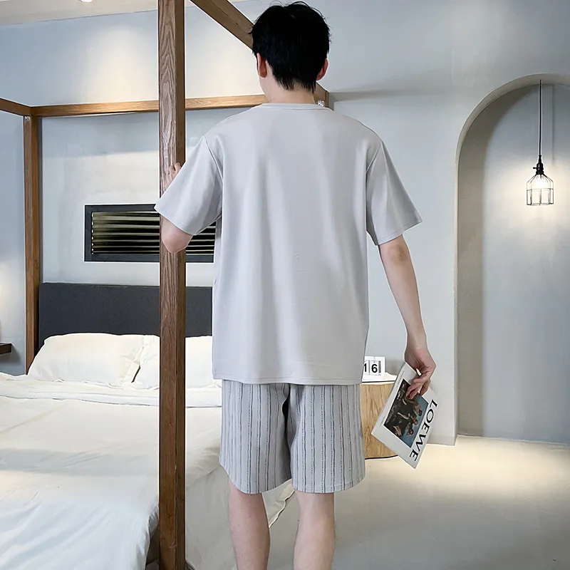 CAIHENGTONG Pajama Set Men's Light Gray-2