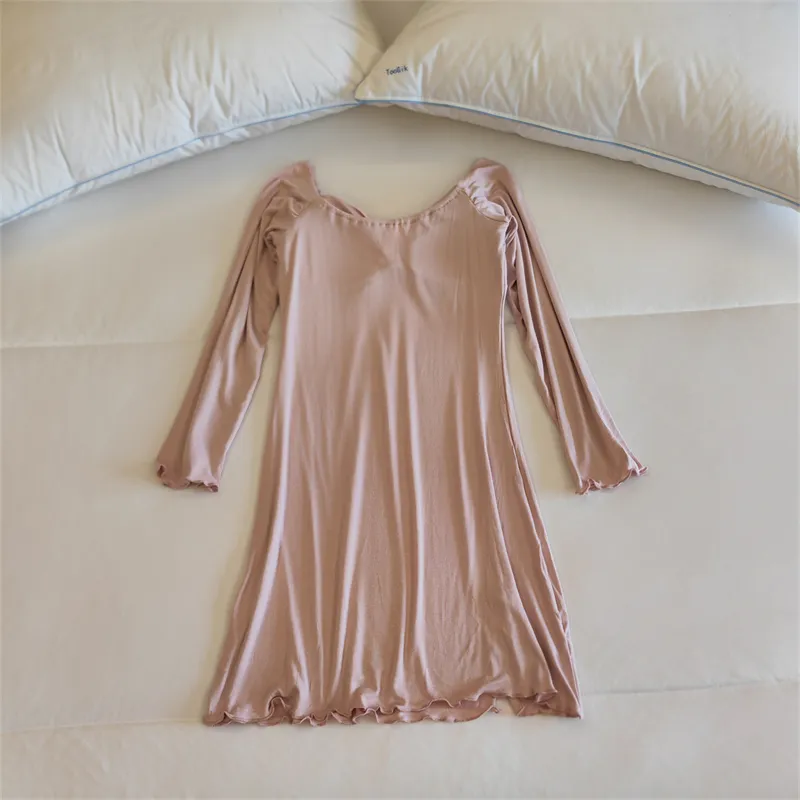 CAIHENGTONG Nightgown Women's Nude Pink-3