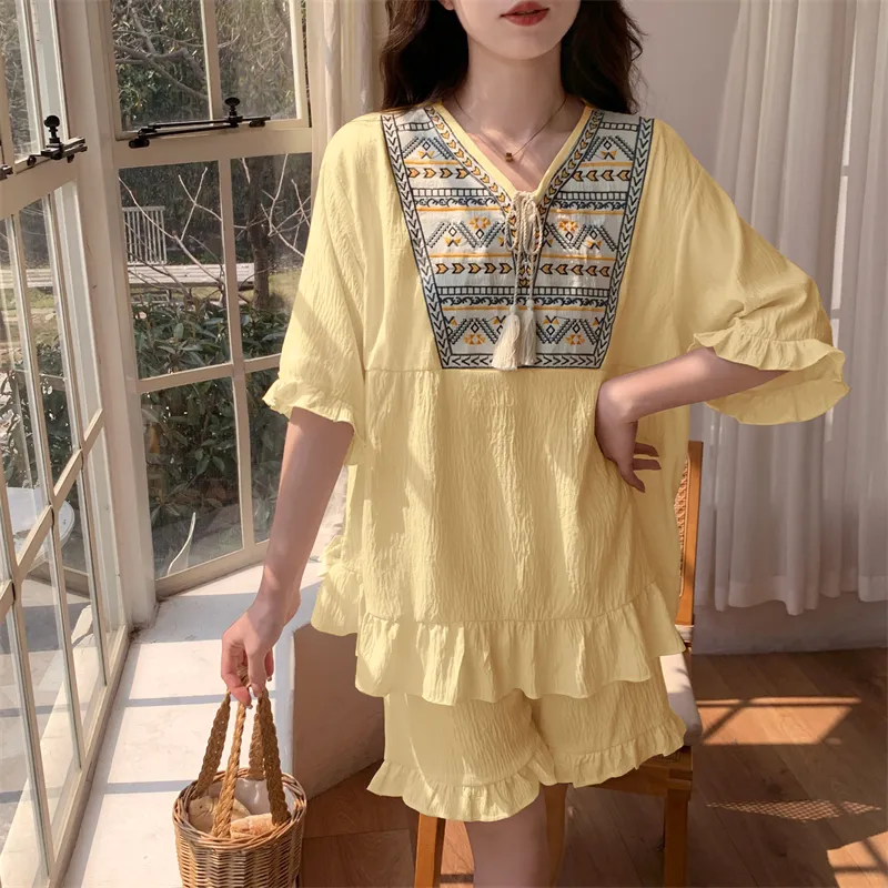 CAIHENGTONG Pajama Set Women's Yellow-2