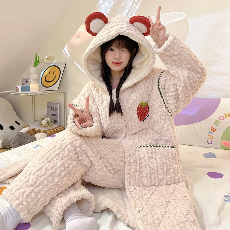 CAIHENGTONG Pajama Set Women's Apricot-2