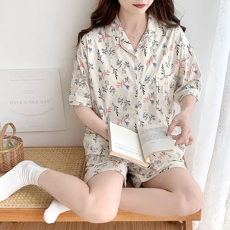 CAIHENGTONG Pajama Set Women's All Over Print Floral-13