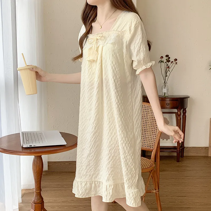 CAIHENGTONG Nightgown Women's Apricot-10