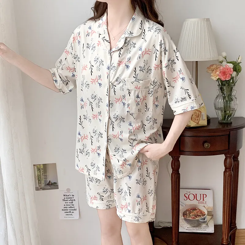 CAIHENGTONG Pajama Set Women's All Over Print Floral-6
