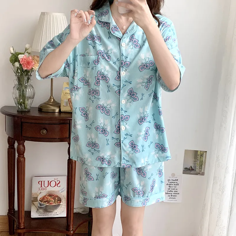 CAIHENGTONG Pajama Set Women's Dragonfly Floral-4