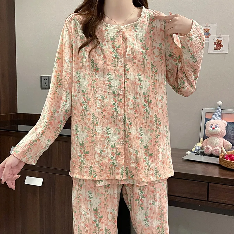 CAIHENGTONG Pajama Set Women's Monet Rose-4