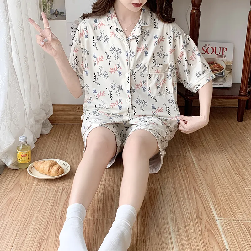 CAIHENGTONG Pajama Set Women's All Over Print Floral-7