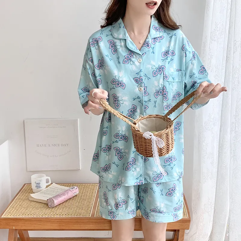 CAIHENGTONG Pajama Set Women's Dragonfly Floral-14