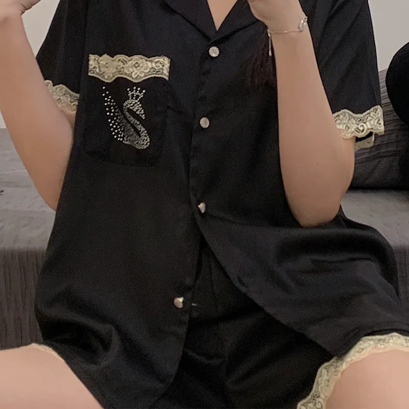 CAIHENGTONG Pajama Set Women's Black-4