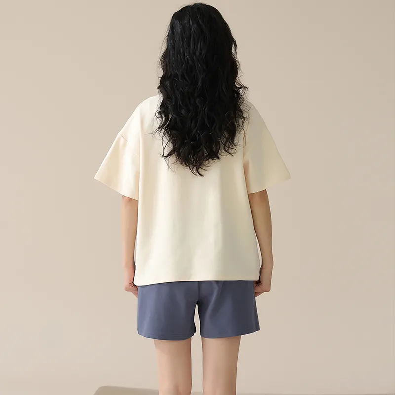 CAIHENGTONG Pajama Set Unisex Cream Apricot-17
