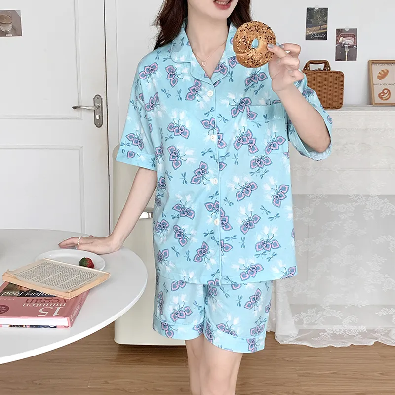 CAIHENGTONG Pajama Set Women's Dragonfly Floral-8