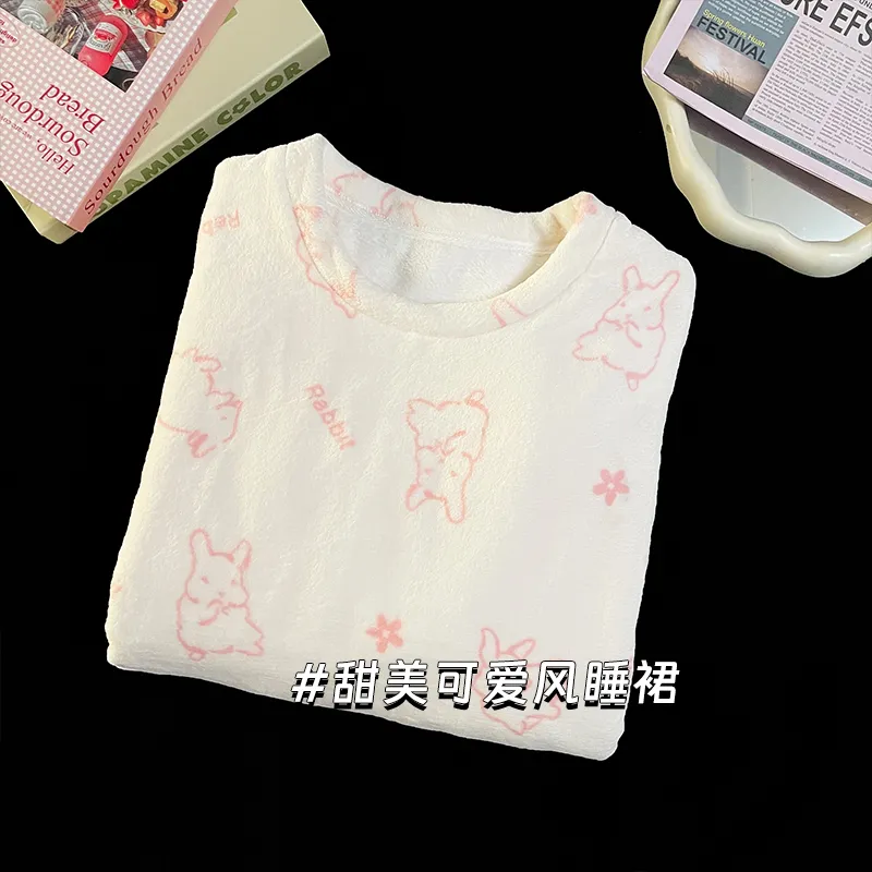 CAIHENGTONG Nightgown Women's Little Rabbit-1