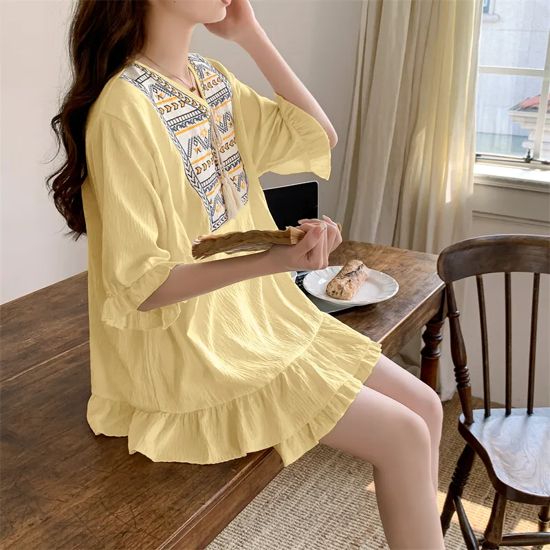 CAIHENGTONG Pajama Set Women's Yellow-4