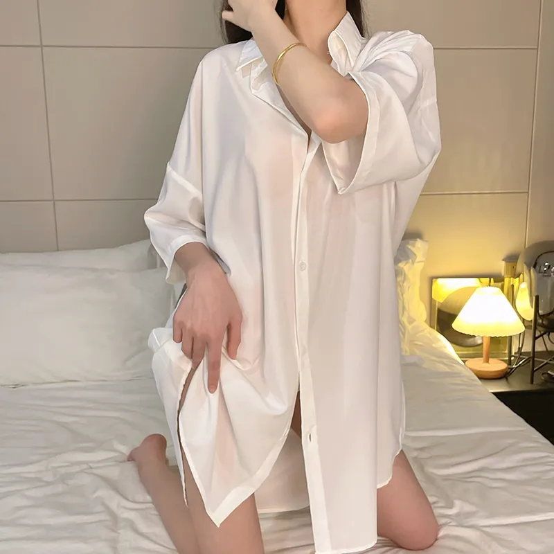 CAIHENGTONG Nightgown Women's White-3