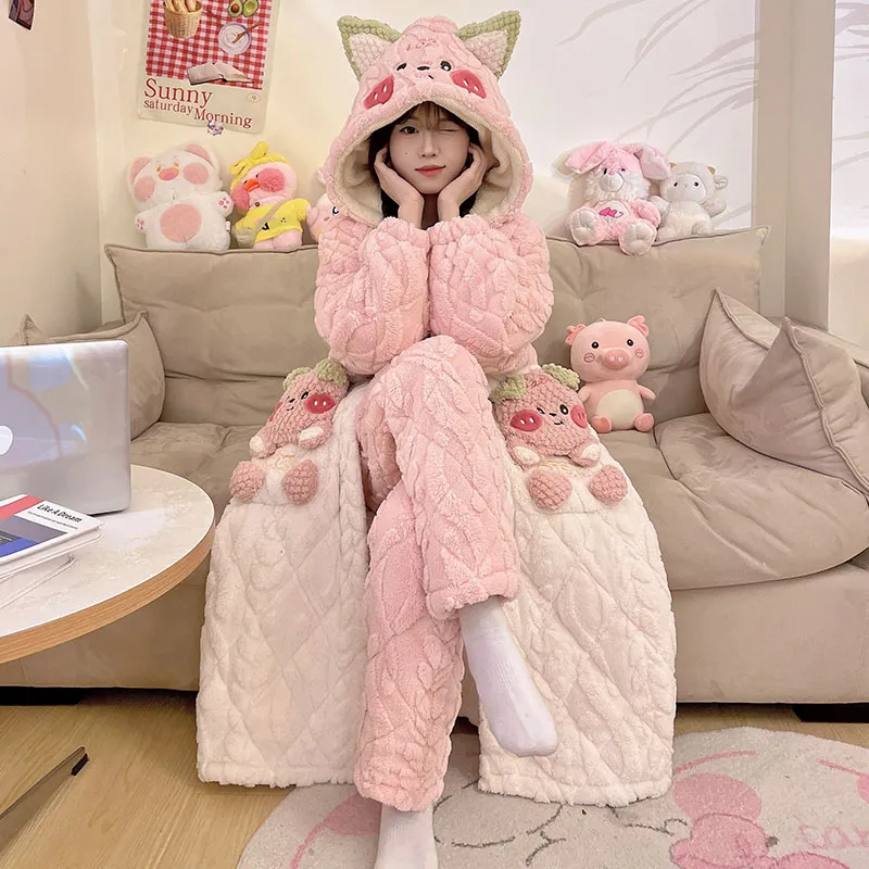 CAIHENGTONG Pajama Set Women's Apricot Pink-2