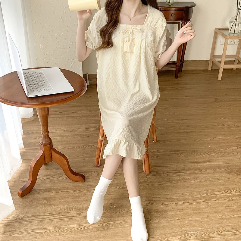 CAIHENGTONG Nightgown Women's Apricot-8