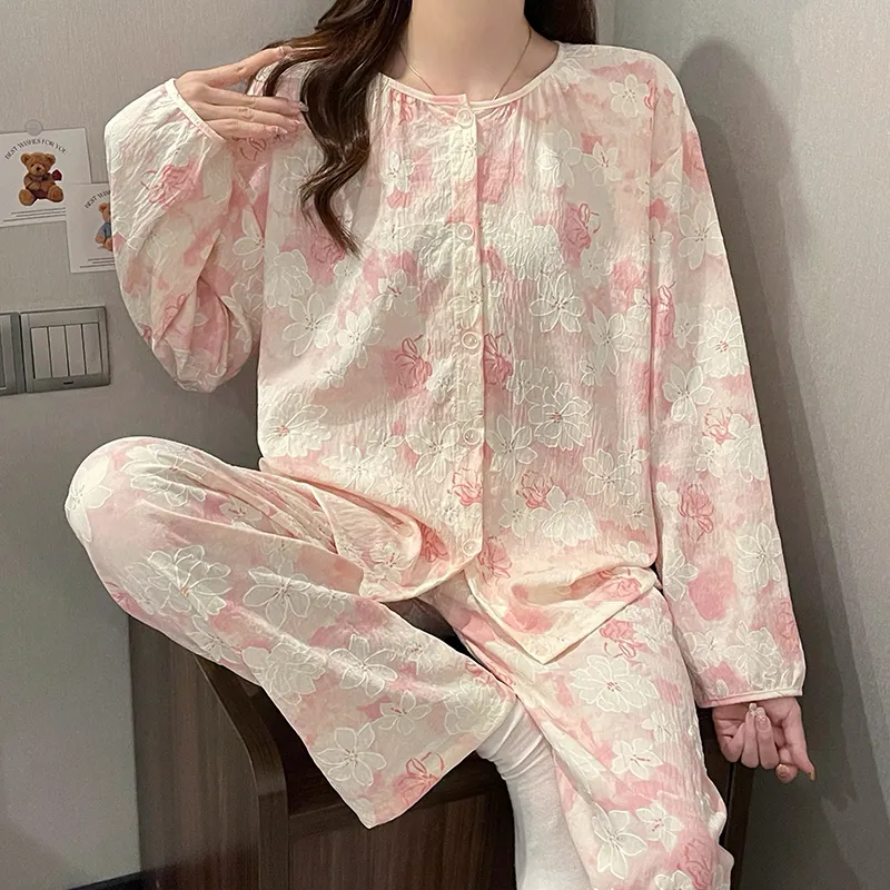 CAIHENGTONG Pajama Set Women's Romantic Flower Language-4