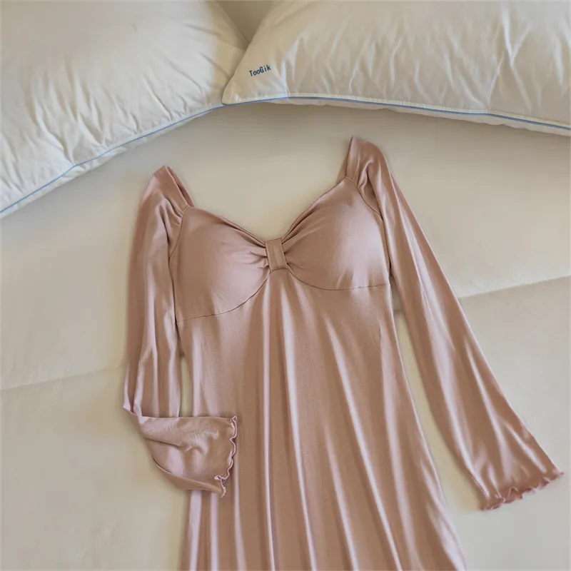 CAIHENGTONG Nightgown Women's Nude Pink-2