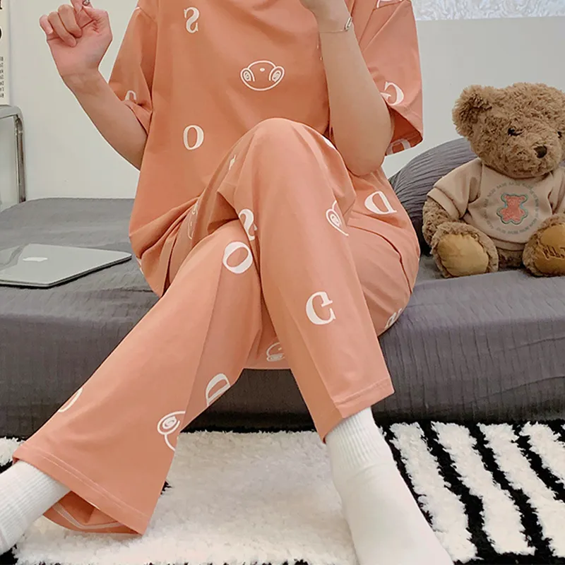 CAIHENGTONG Pajama Set Women's Orange Red-1
