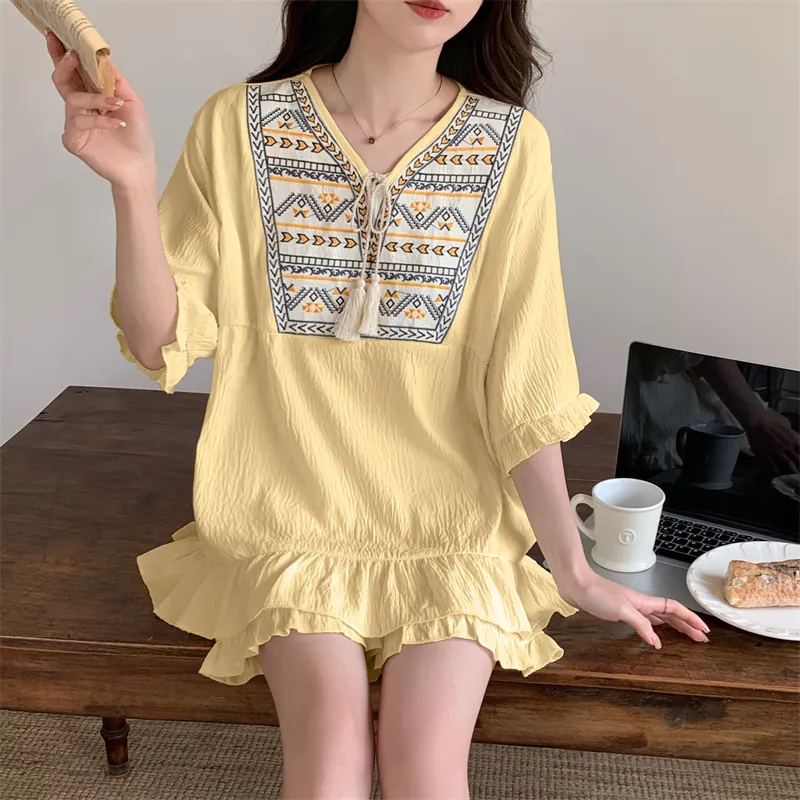 CAIHENGTONG Pajama Set Women's Yellow-5