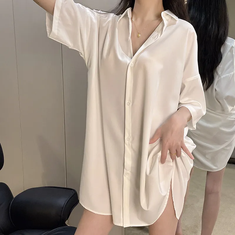 CAIHENGTONG Nightgown Women's White-8