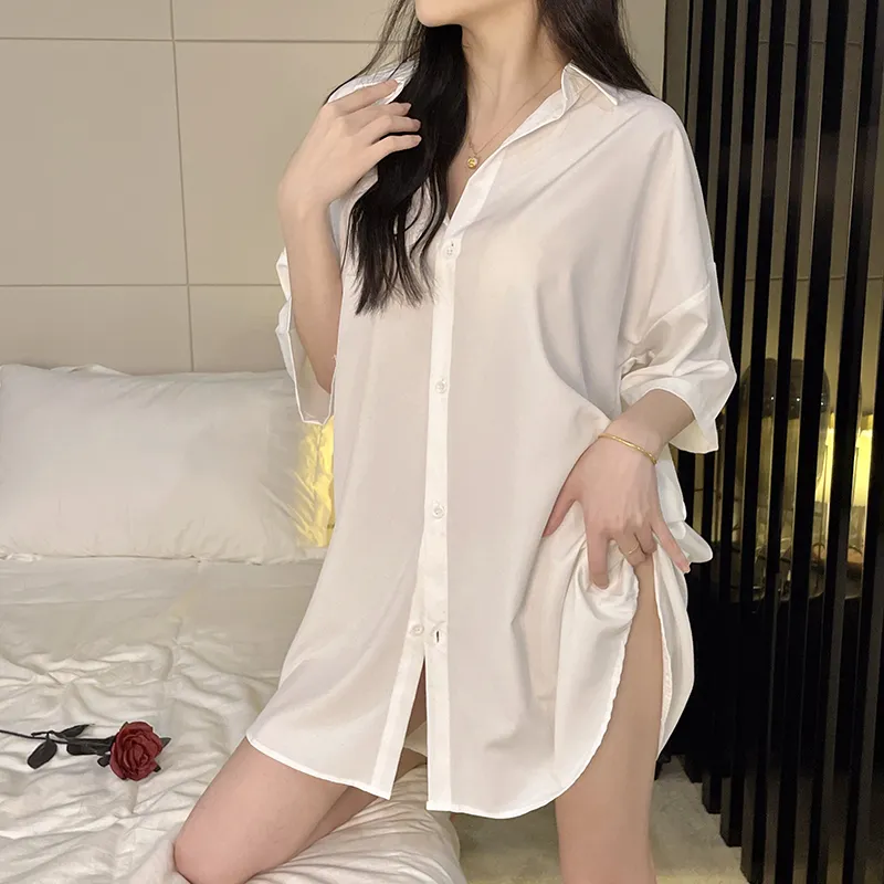 CAIHENGTONG Nightgown Women's White-10