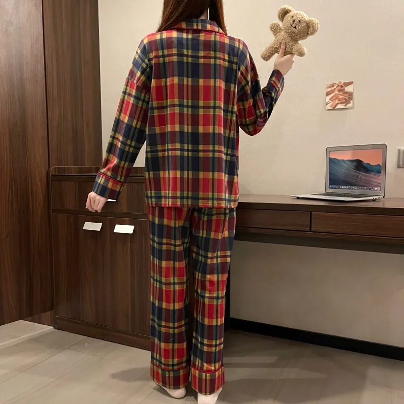 CAIHENGTONG Pajama Set Women's Red Plaid-7