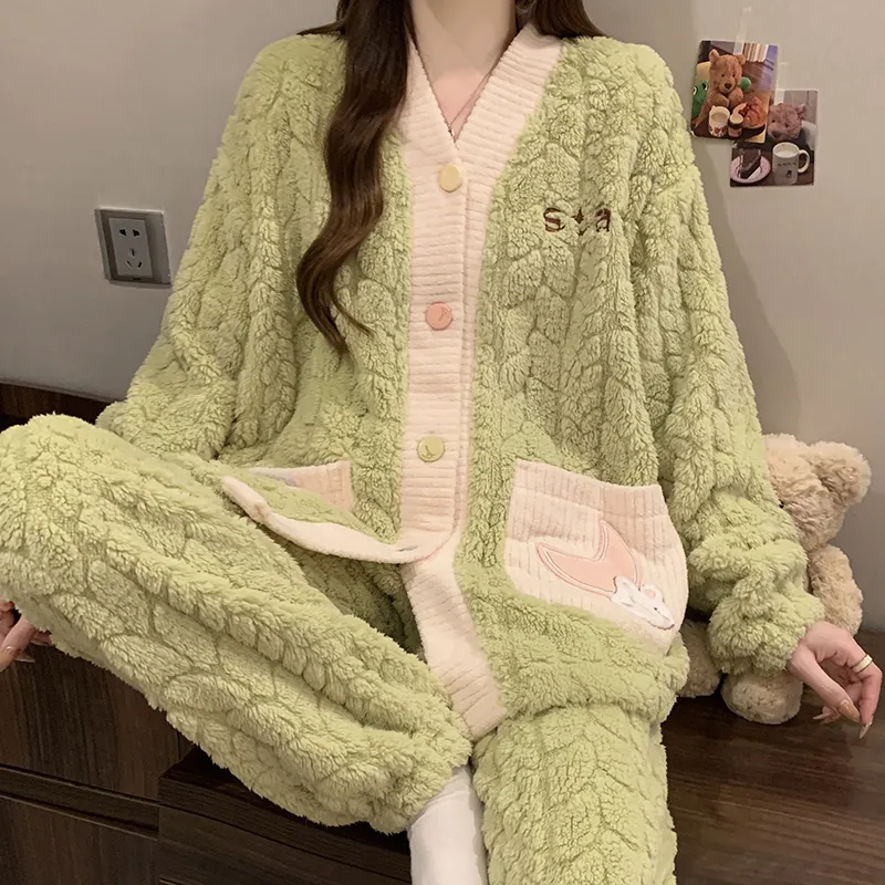CAIHENGTONG Pajama Set Women's Green-3