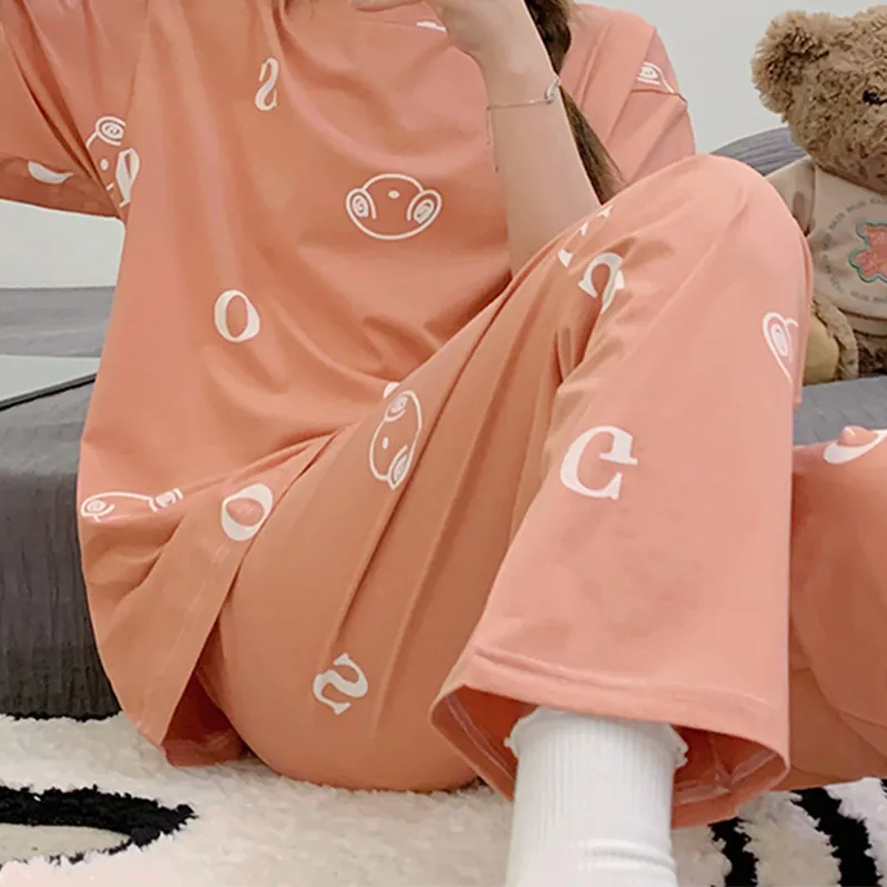 CAIHENGTONG Pajama Set Women's Orange Red-4