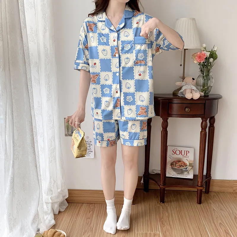 CAIHENGTONG Pajama Set Women's Blue-4