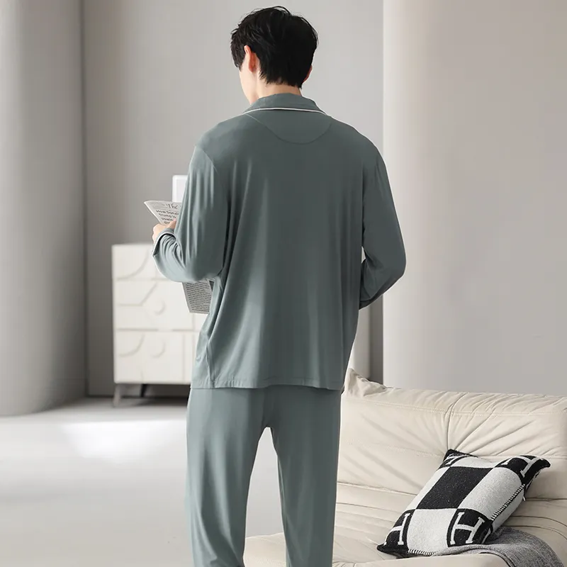 CAIHENGTONG Pajama Set Men's Gray Green-1