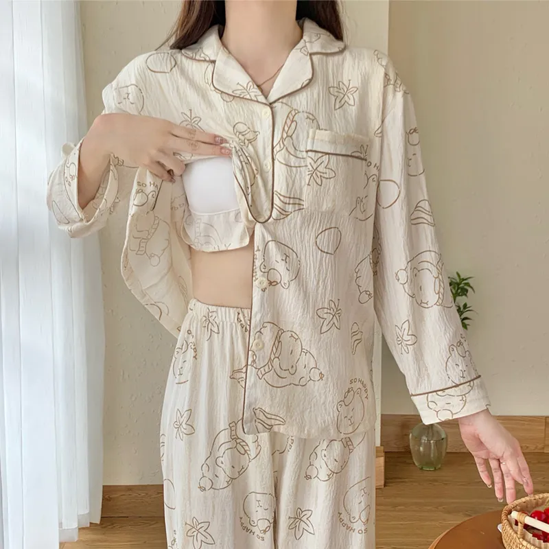CAIHENGTONG Pajama Set Women's Simple Brush Cartoon-3