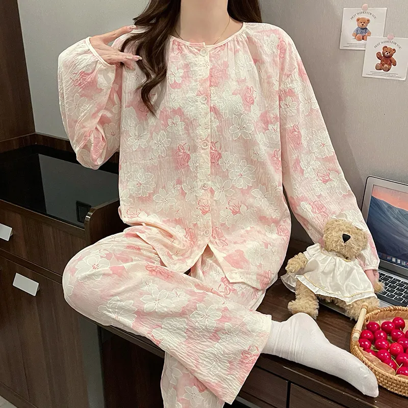 CAIHENGTONG Pajama Set Women's Romantic Flower Language-3