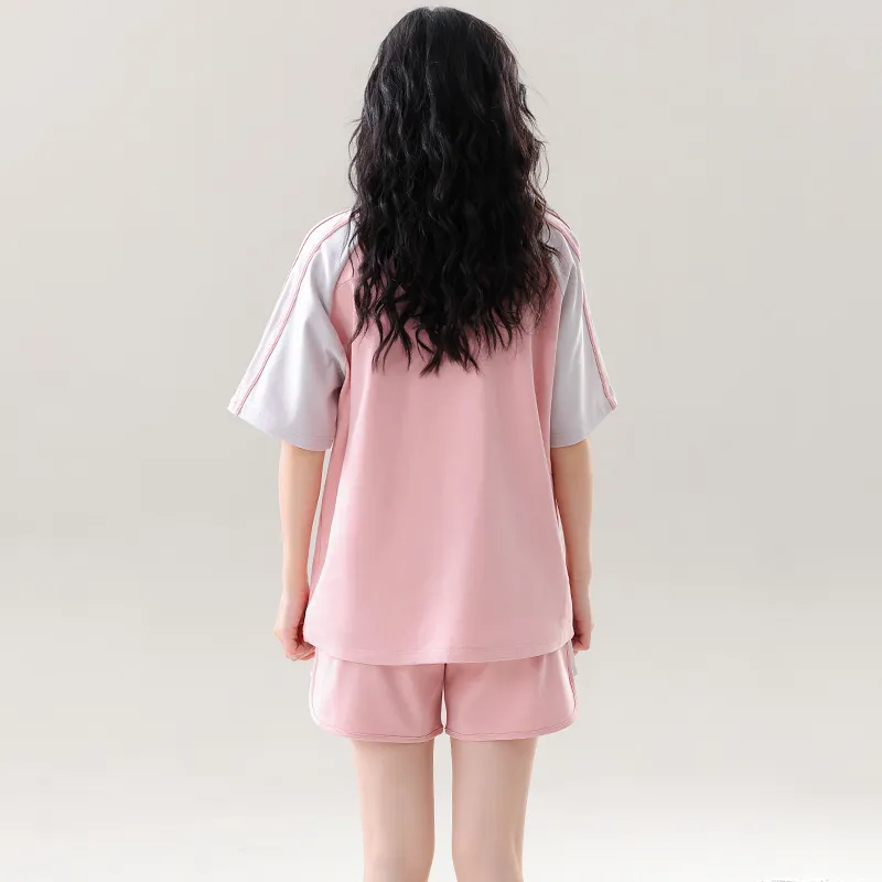 CAIHENGTONG Pajama Set Women's Pink Gray-1