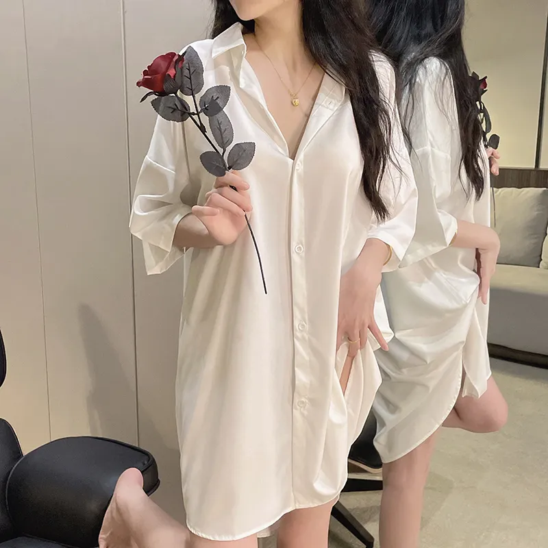 CAIHENGTONG Nightgown Women's White-1