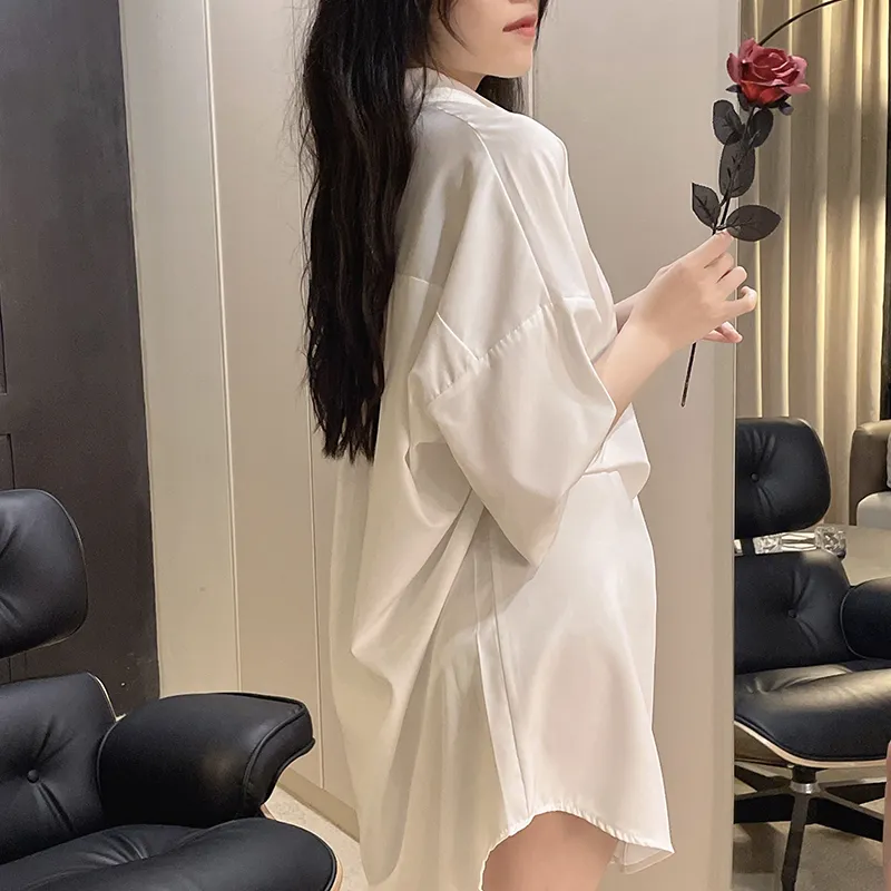 CAIHENGTONG Nightgown Women's White-12