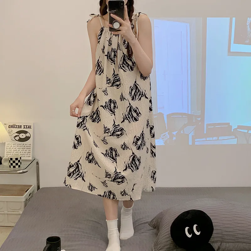 CAIHENGTONG Nightgown Women's Vintage Floral-6