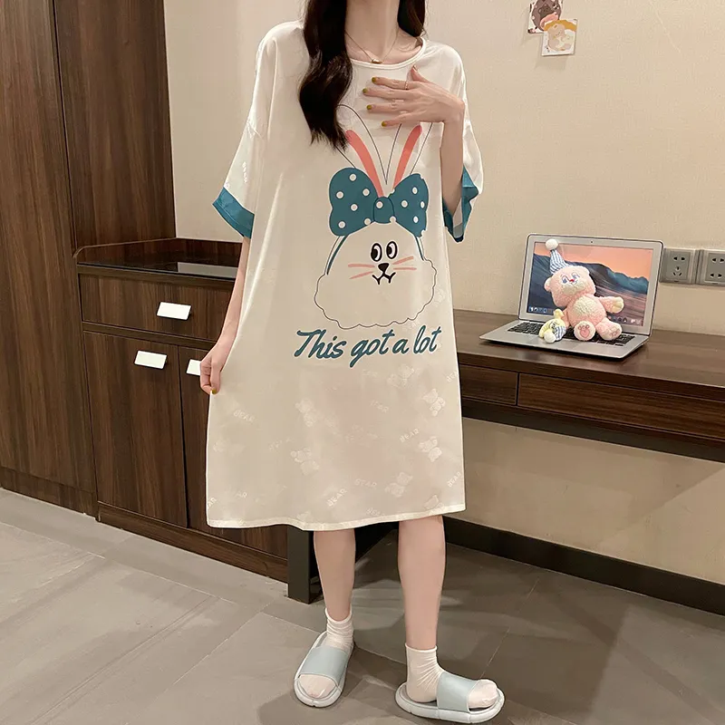 CAIHENGTONG Nightgown Women's Baymax Rabbit-4