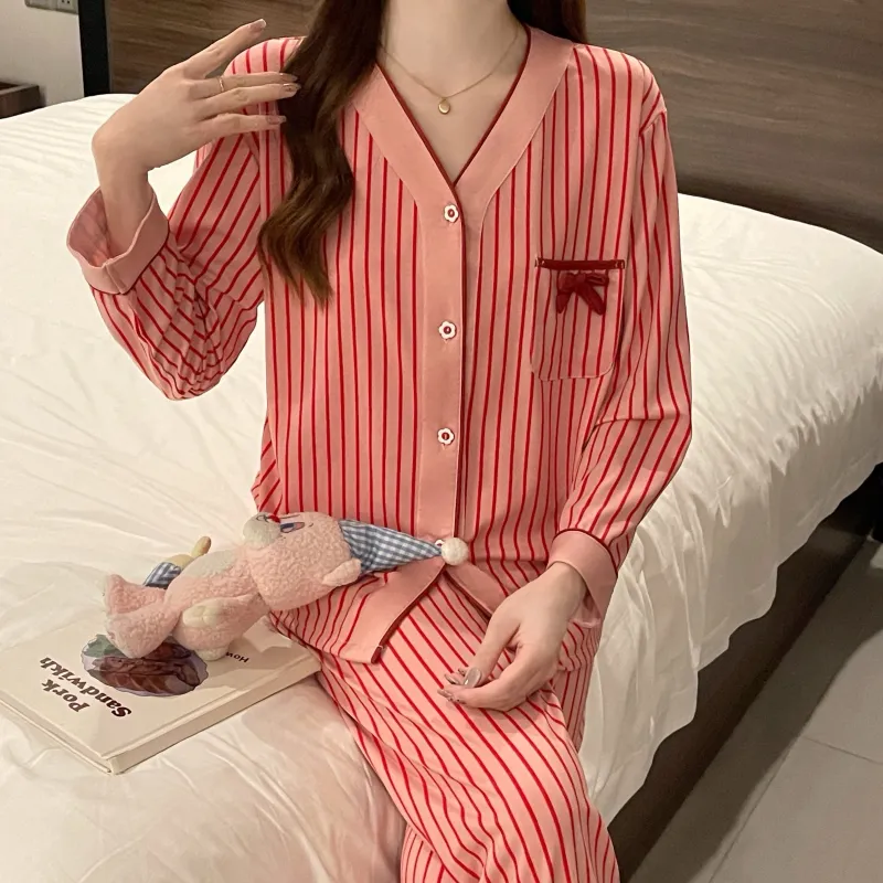 CAIHENGTONG Pajama Set Women's Red-15