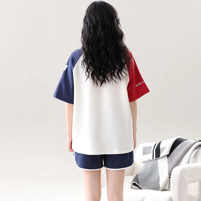 CAIHENGTONG Pajama Set Women's Red Blue-3