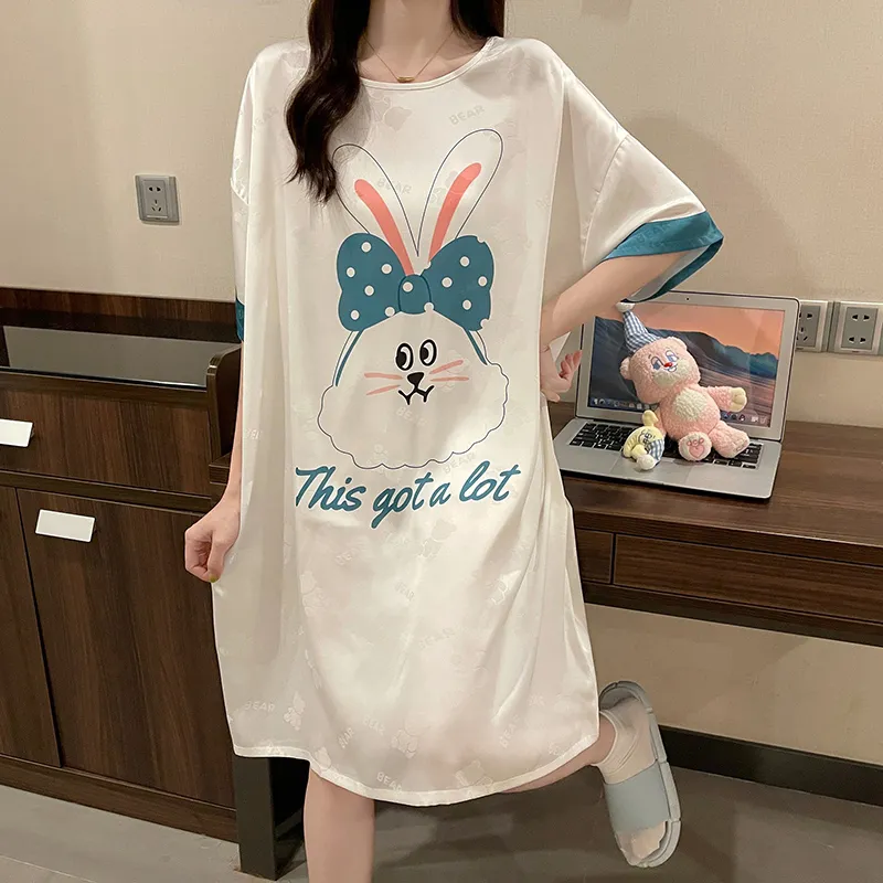 CAIHENGTONG Nightgown Women's Baymax Rabbit-5