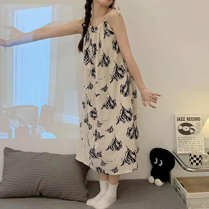 CAIHENGTONG Nightgown Women's Vintage Floral-7