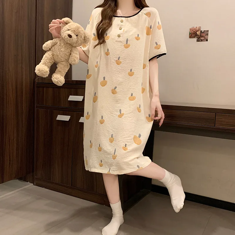 CAIHENGTONG Nightgown Women's Apricot-3