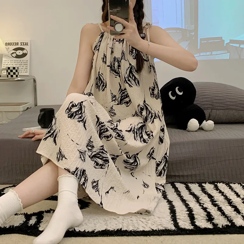CAIHENGTONG Nightgown Women's Vintage Floral-4