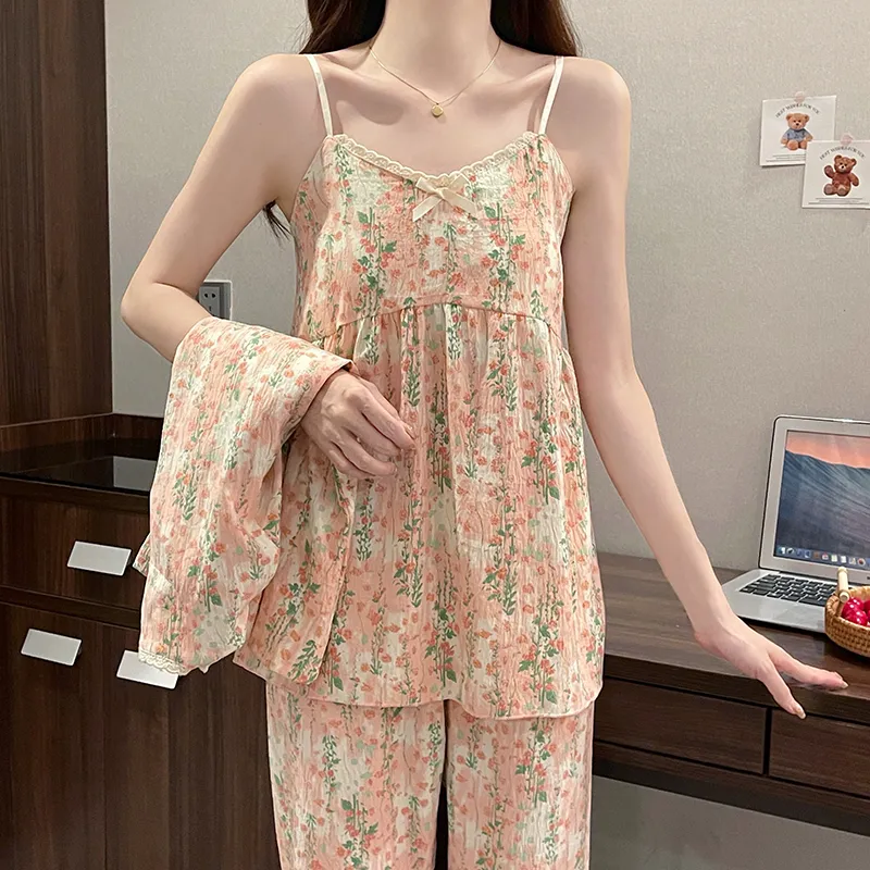 CAIHENGTONG Pajama Set Women's Monet Rose-3