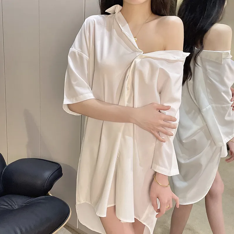 CAIHENGTONG Nightgown Women's White-9