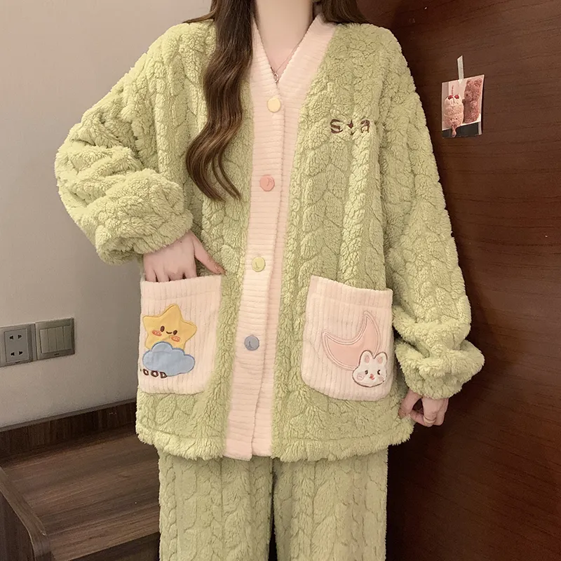 CAIHENGTONG Pajama Set Women's Green-4